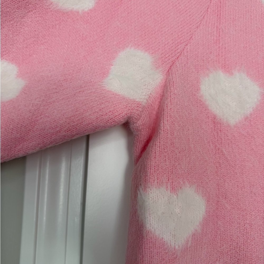 Lilly Pulitzer Keane Cardigan size XL light pink with white hearts - Picture 4 of 8